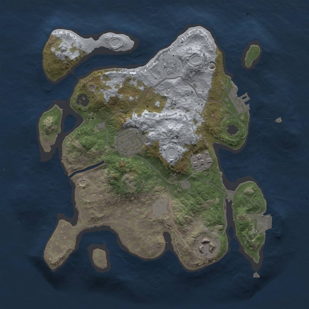 Rust Map: Procedural Map, Size: 2500, Seed: 41897, 8 Monuments