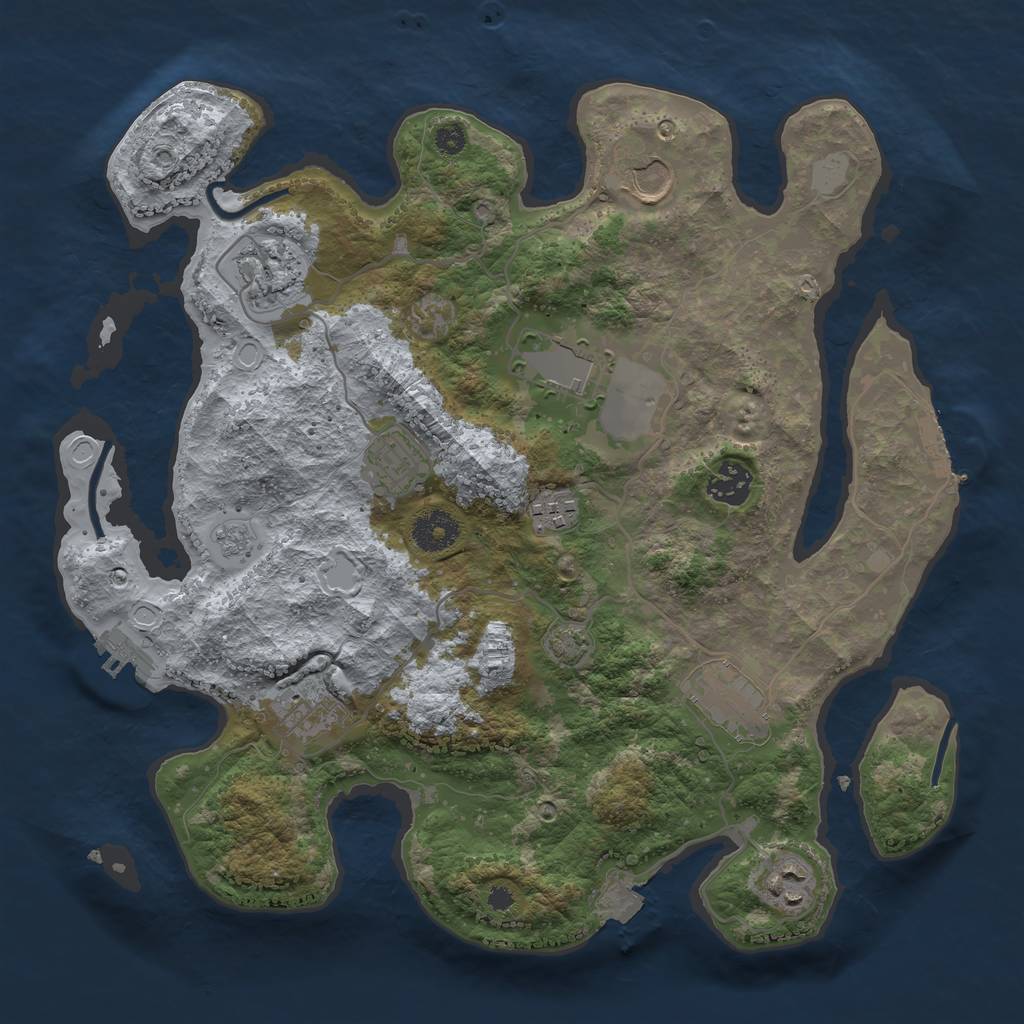 Rust Map: Procedural Map, Size: 3500, Seed: 75229, 16 Monuments