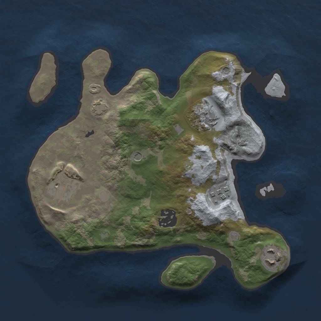 Rust Map: Barren, Size: 2500, Seed: 3737373, 9 Monuments