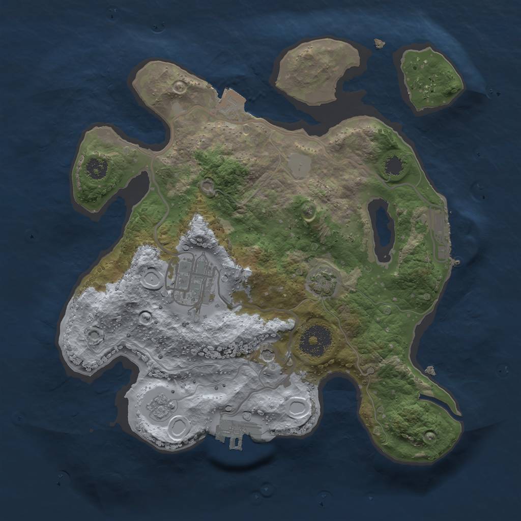 Rust Map: Procedural Map, Size: 2500, Seed: 81423, 9 Monuments