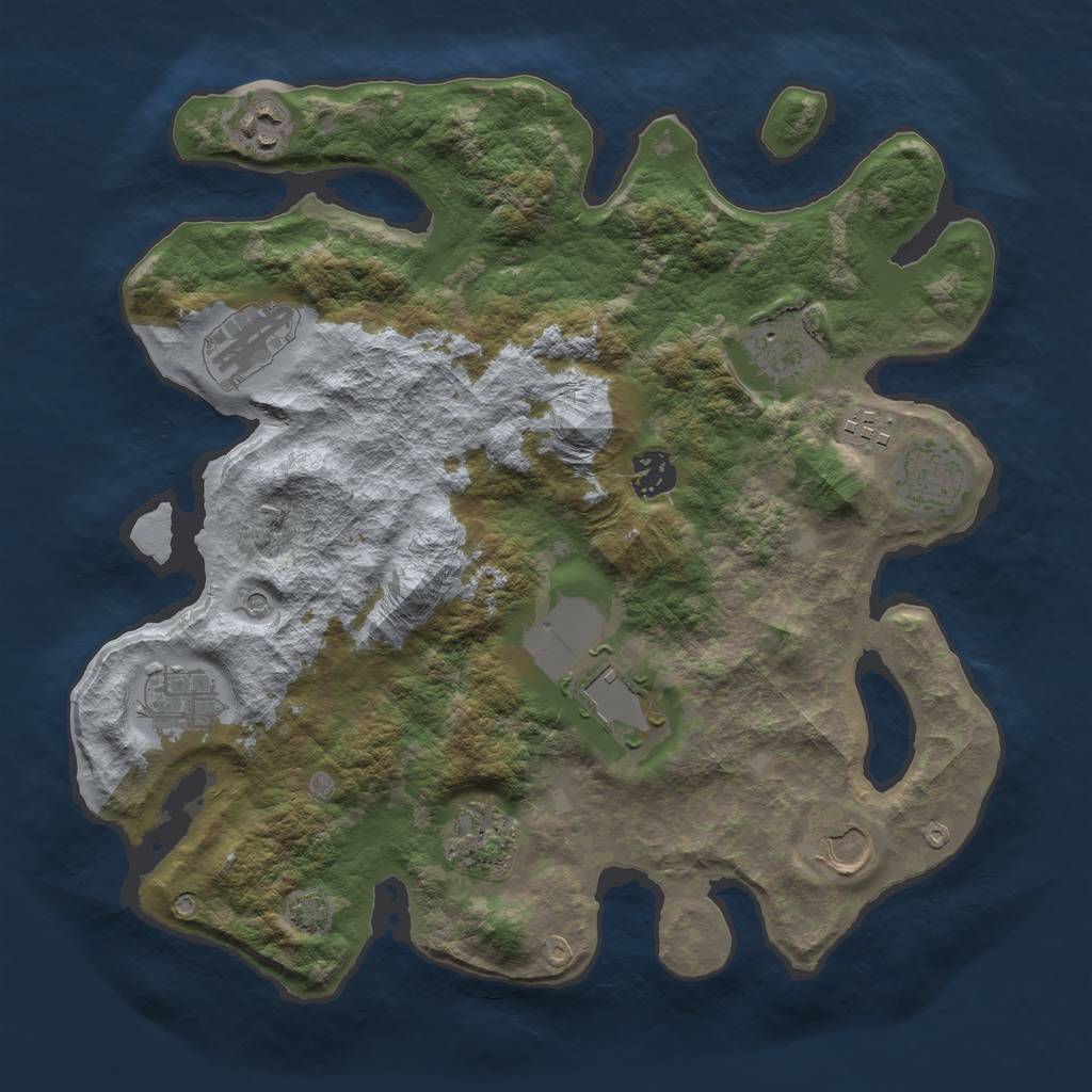 Rust Map: Barren, Size: 3500, Seed: 1551172288, 14 Monuments