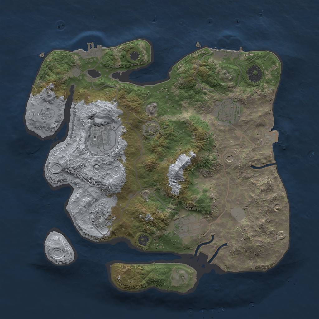 Rust Map: Procedural Map, Size: 3000, Seed: 185903475, 12 Monuments