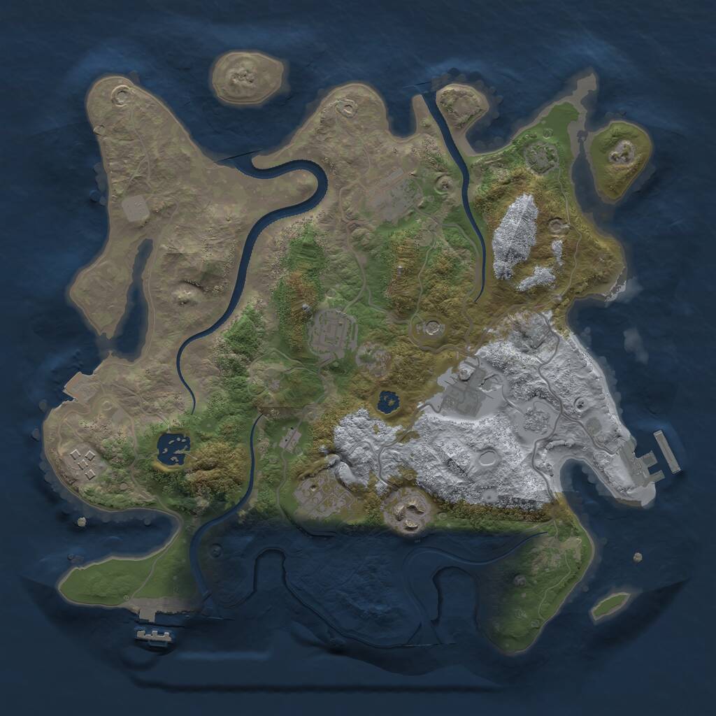 Rust Map: Procedural Map, Size: 3200, Seed: 679426955, 13 Monuments
