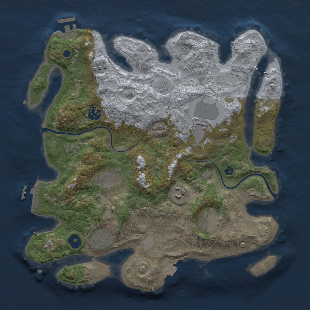 Rust Map: Procedural Map, Size: 3500, Seed: 94152466, 13 Monuments