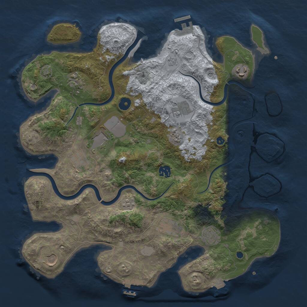 Rust Map: Procedural Map, Size: 3750, Seed: 25923449, 16 Monuments