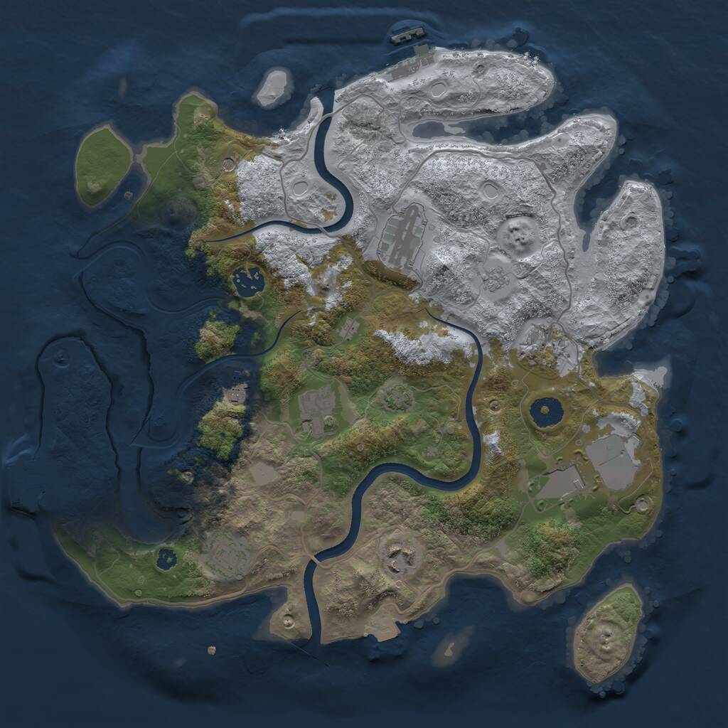 Rust Map: Procedural Map, Size: 3500, Seed: 1524669814, 14 Monuments