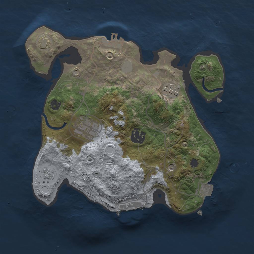 Rust Map: Procedural Map, Size: 2500, Seed: 407425389, 11 Monuments