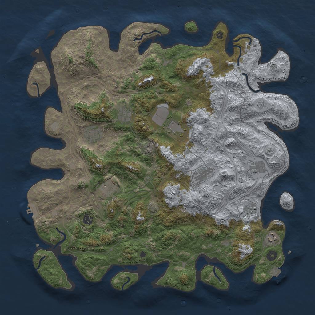 Rust Map: Procedural Map, Size: 4500, Seed: 1152920098, 16 Monuments