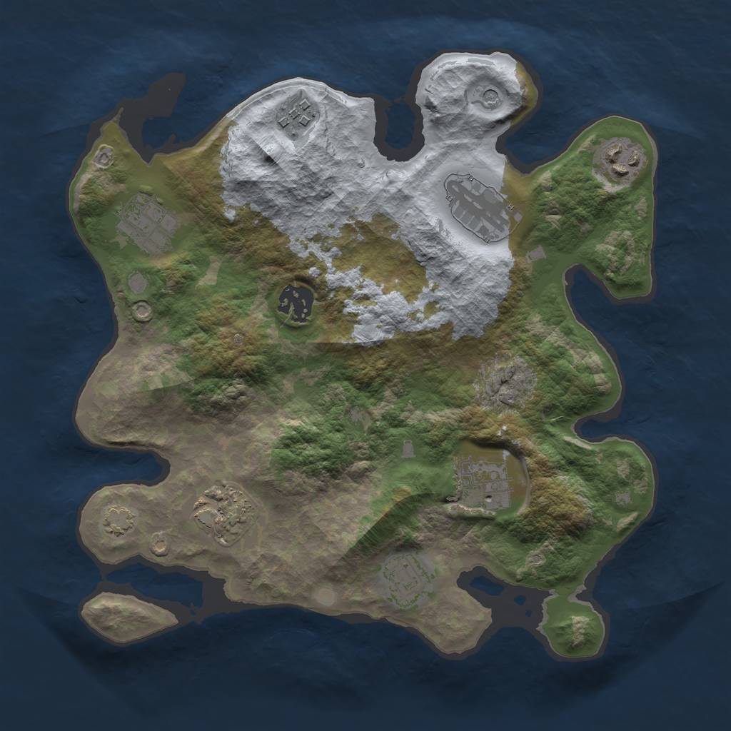 Rust Map: Barren, Size: 3000, Seed: 1995602062, 12 Monuments