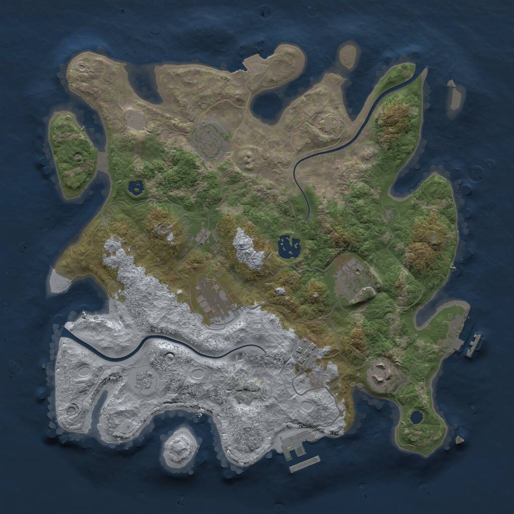 Rust Map: Procedural Map, Size: 3250, Seed: 587738661, 11 Monuments