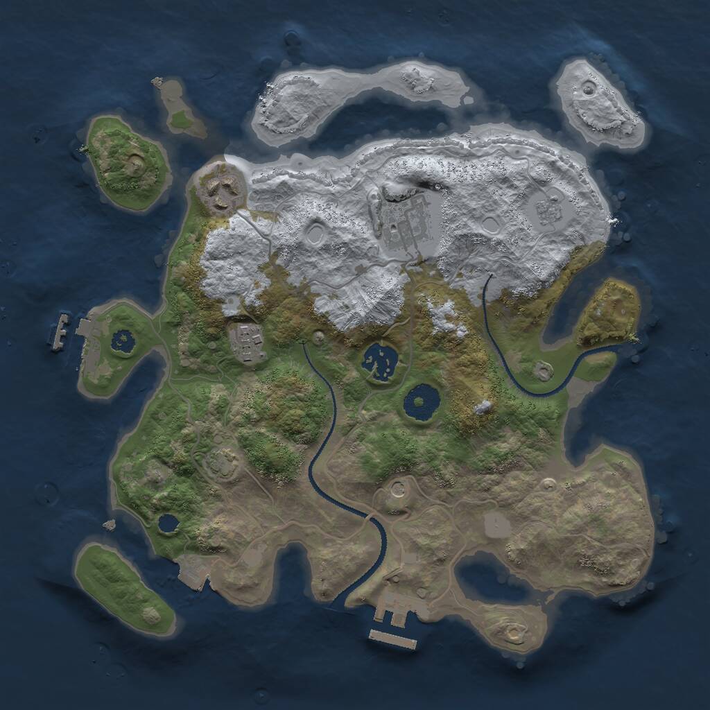 Rust Map: Procedural Map, Size: 3000, Seed: 592943677, 10 Monuments