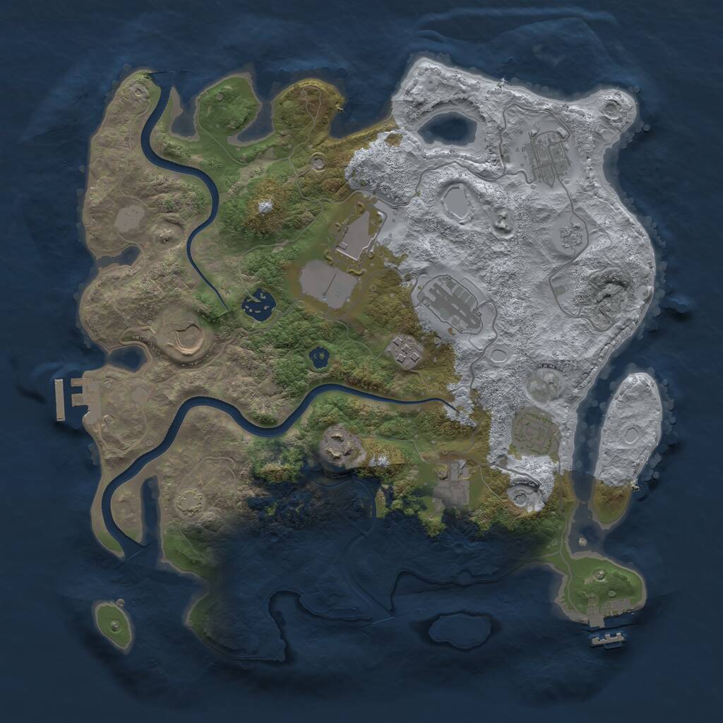 Rust Map: Procedural Map, Size: 3500, Seed: 145634465, 15 Monuments
