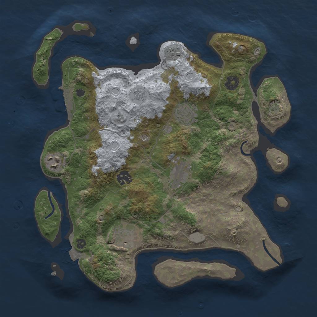 Rust Map: Procedural Map, Size: 3250, Seed: 152589547, 13 Monuments