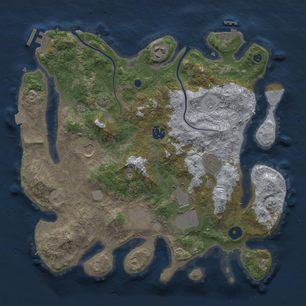 Rust Map: Procedural Map, Size: 3500, Seed: 936937896, 12 Monuments