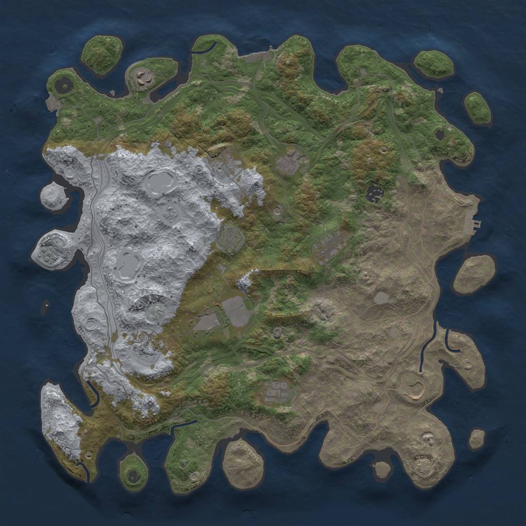 Rust Map: Procedural Map, Size: 4500, Seed: 853567938, 19 Monuments