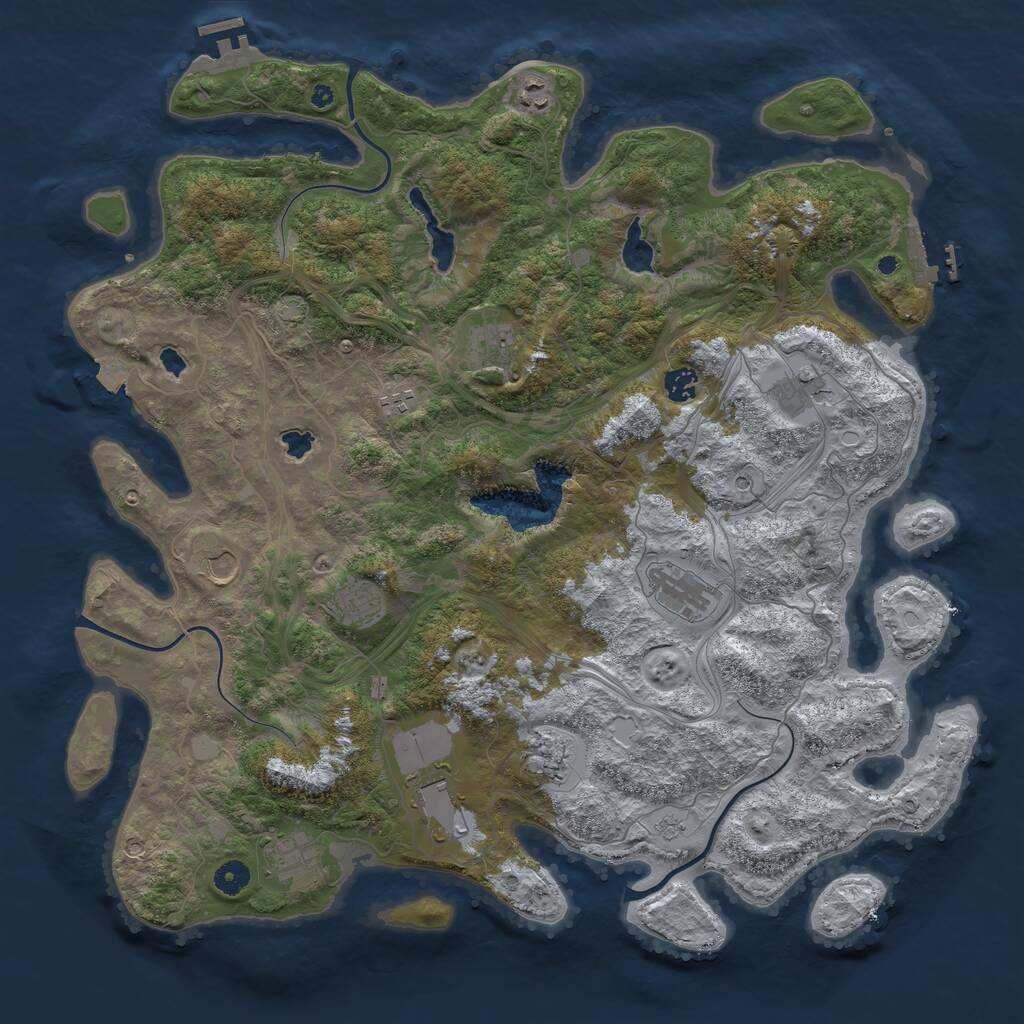 Rust Map: Procedural Map, Size: 4500, Seed: 76345, 17 Monuments