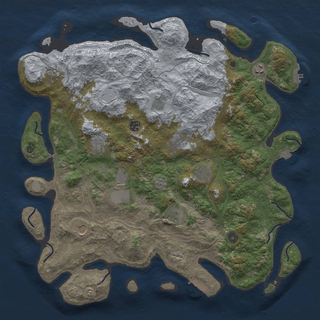 Rust Map: Procedural Map, Size: 4500, Seed: 1342104362, 19 Monuments