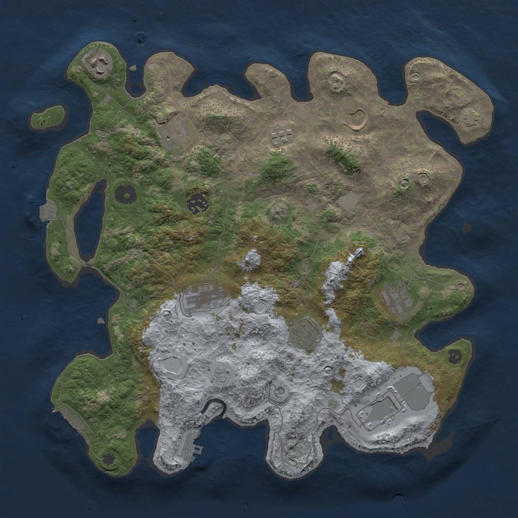 Rust Map: Procedural Map, Size: 3750, Seed: 313839269, 17 Monuments