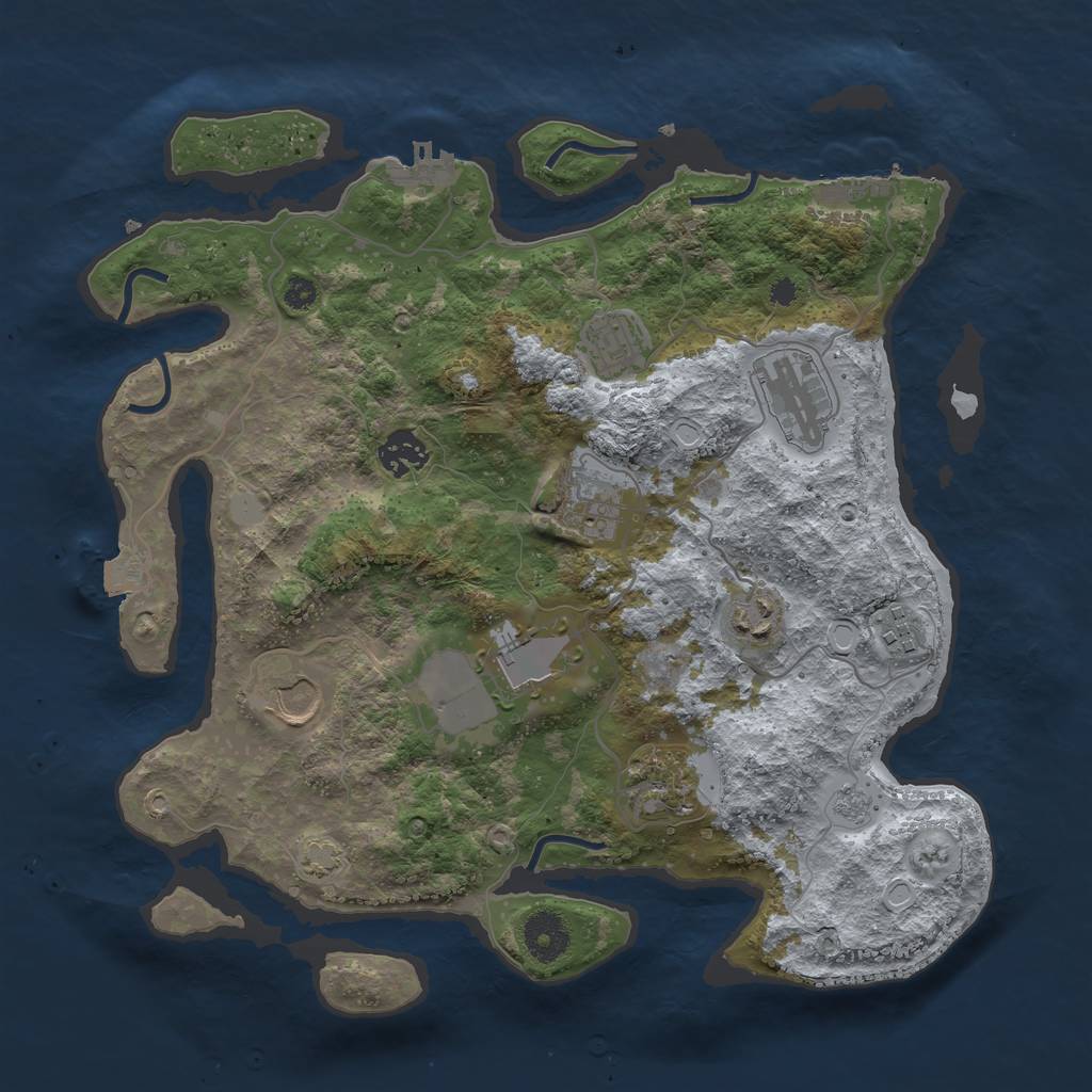 Rust Map: Procedural Map, Size: 3500, Seed: 2341214, 16 Monuments