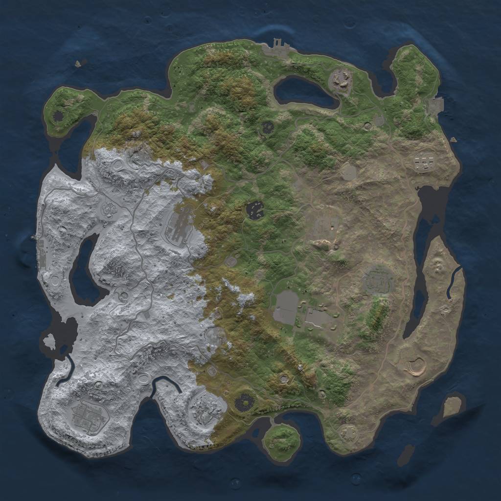 Rust Map: Procedural Map, Size: 4000, Seed: 46346620, 18 Monuments