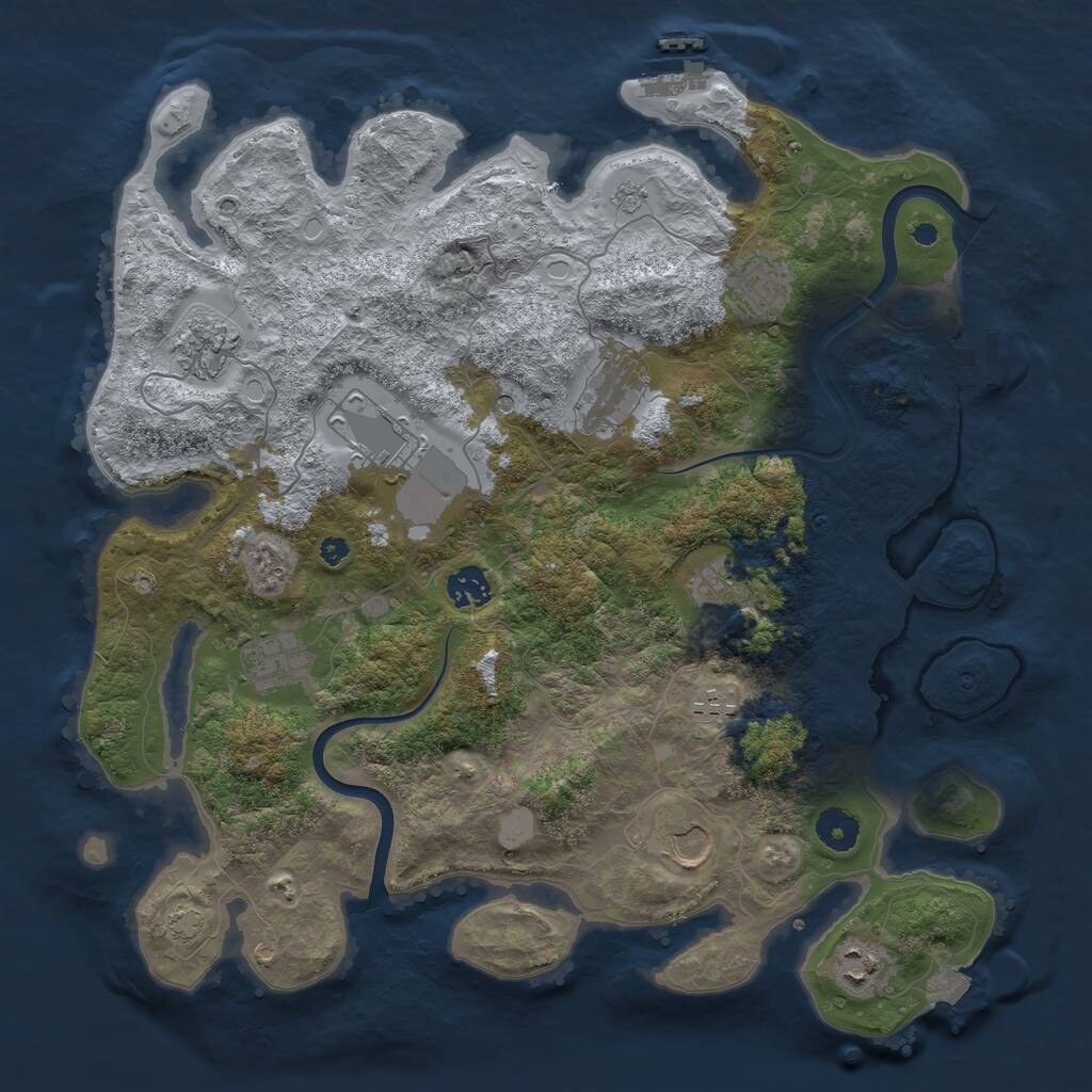 Rust Map: Procedural Map, Size: 3850, Seed: 1253429991, 16 Monuments
