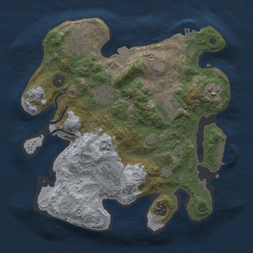 Rust Map: Procedural Map, Size: 3000, Seed: 489820797, 13 Monuments