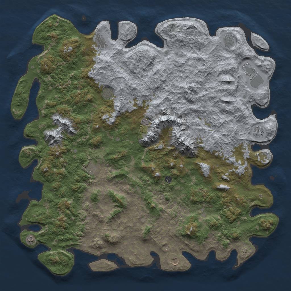 Rust Map: Barren, Size: 6000, Seed: 1537621587, 14 Monuments