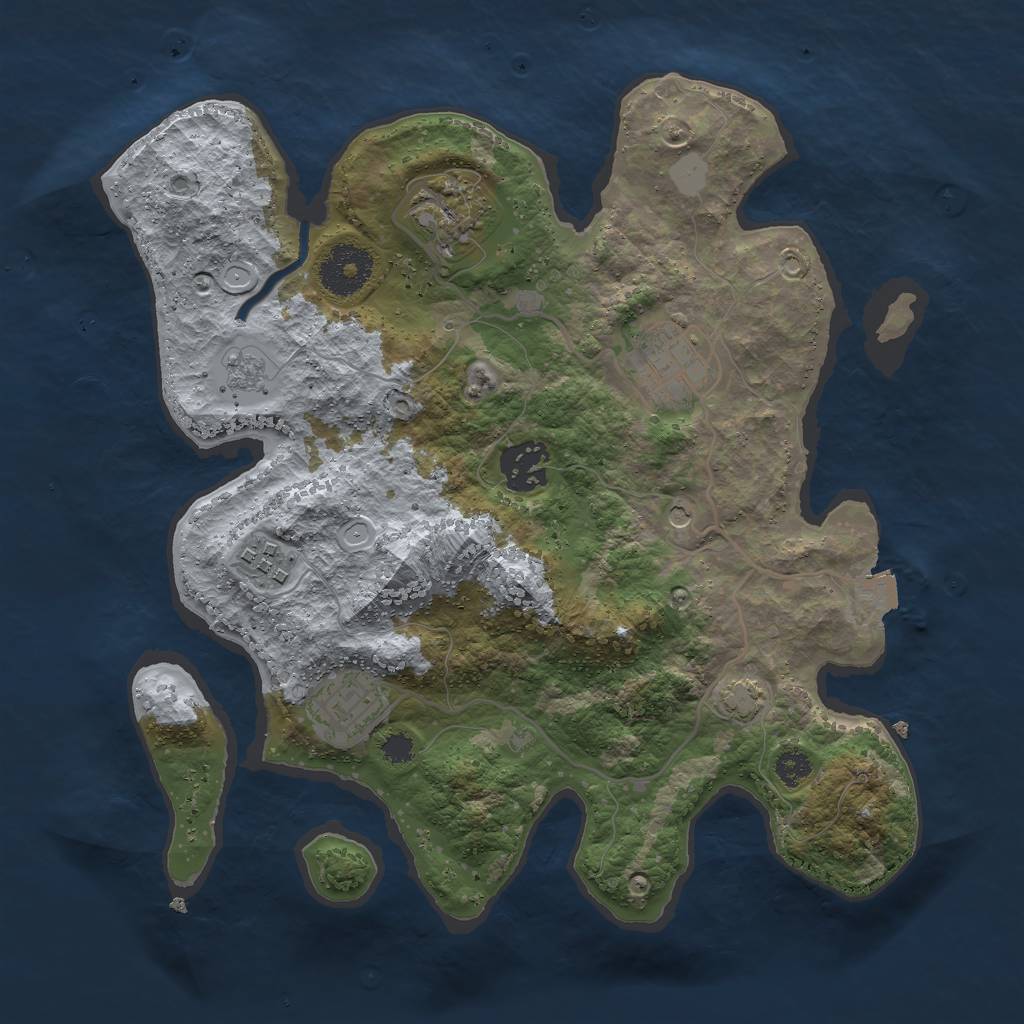 Rust Map: Procedural Map, Size: 3000, Seed: 1597653396, 11 Monuments
