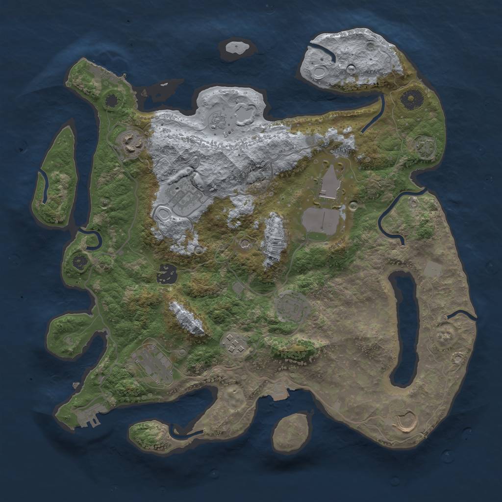 Rust Map: Procedural Map, Size: 3550, Seed: 92319791, 16 Monuments