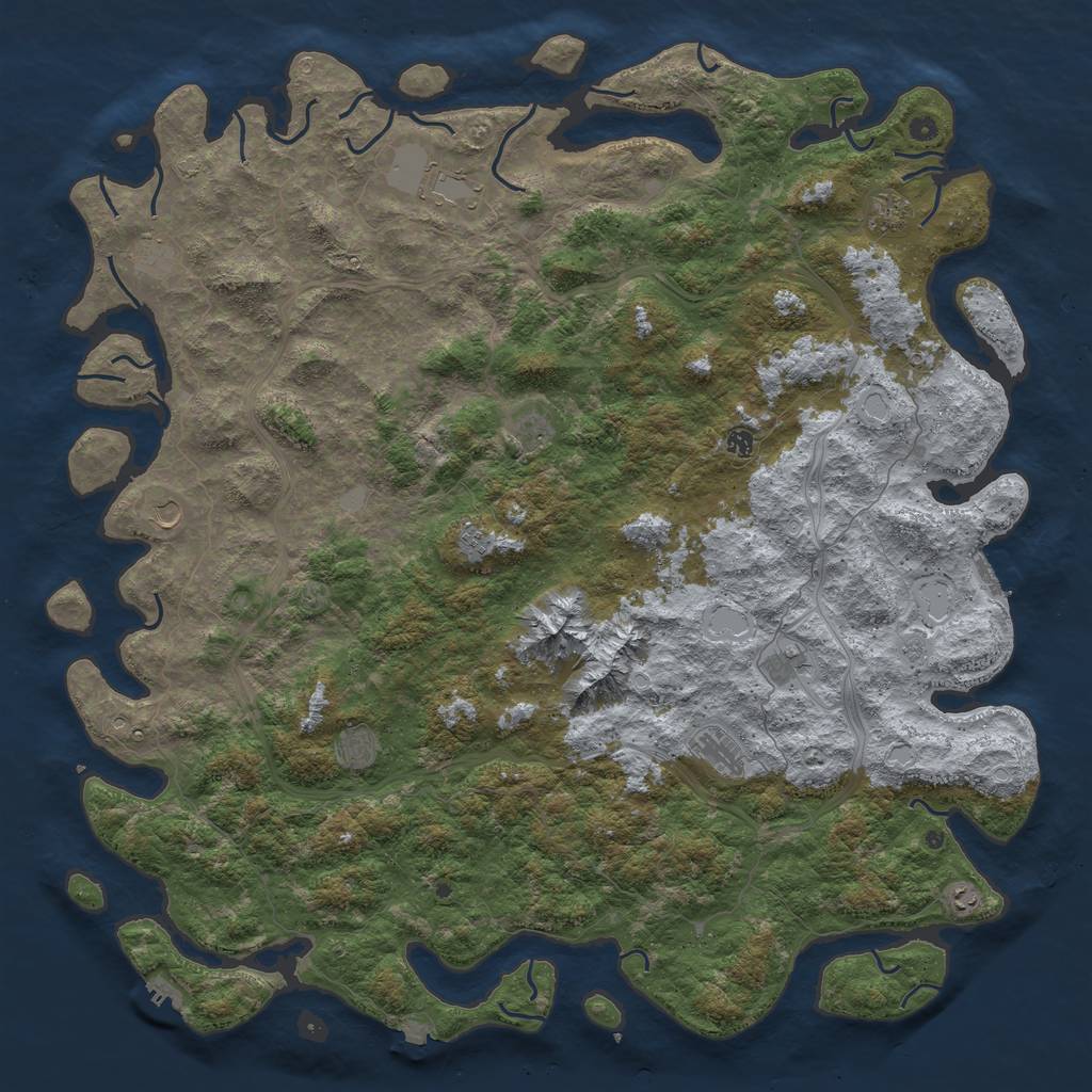 Rust Map: Procedural Map, Size: 6000, Seed: 1009524345, 19 Monuments