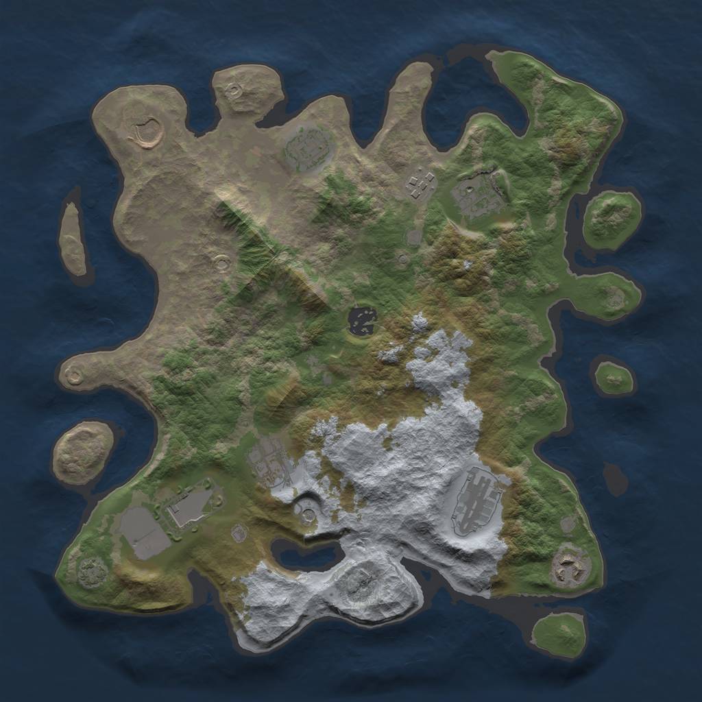 Rust Map: Barren, Size: 3500, Seed: 629163497, 13 Monuments