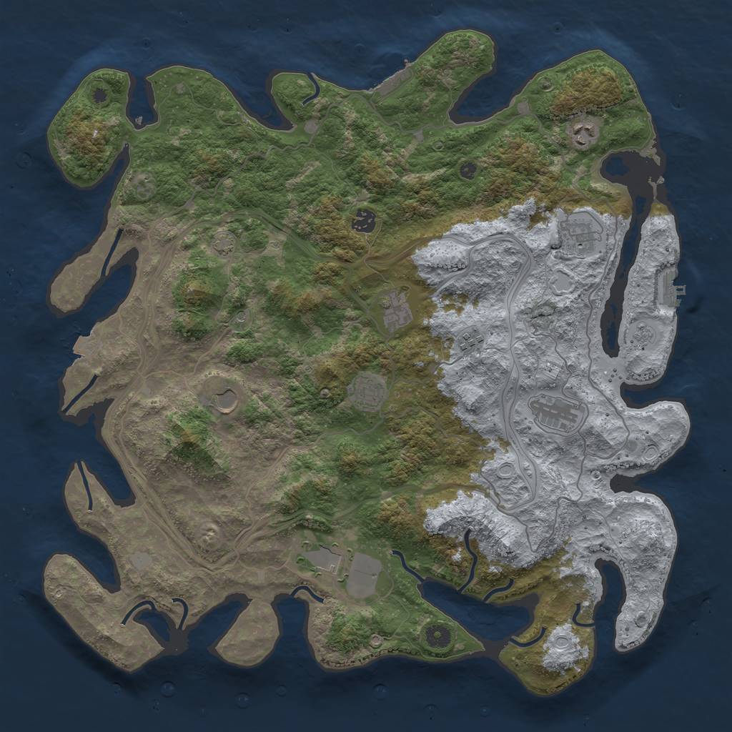 Rust Map: Procedural Map, Size: 4500, Seed: 115946451, 17 Monuments
