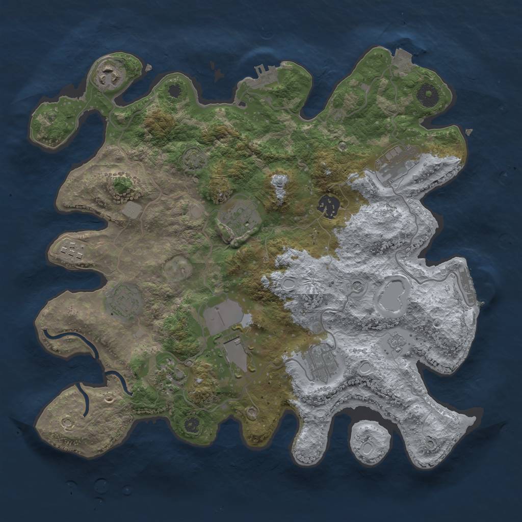 Rust Map: Procedural Map, Size: 3500, Seed: 1235931169, 17 Monuments