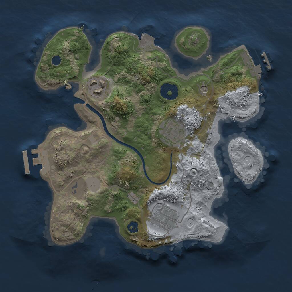 Rust Map: Procedural Map, Size: 2500, Seed: 441768311, 7 Monuments