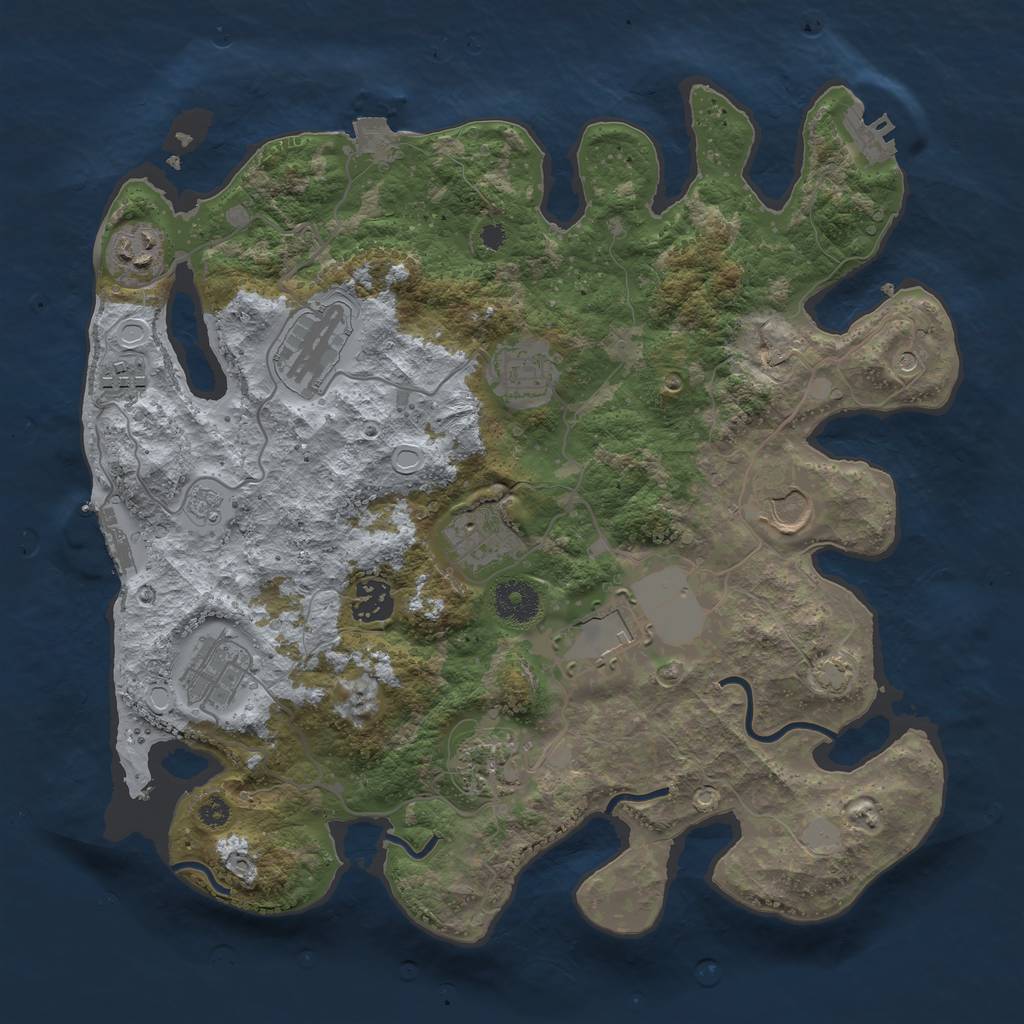 Rust Map: Procedural Map, Size: 3500, Seed: 1568364491, 18 Monuments