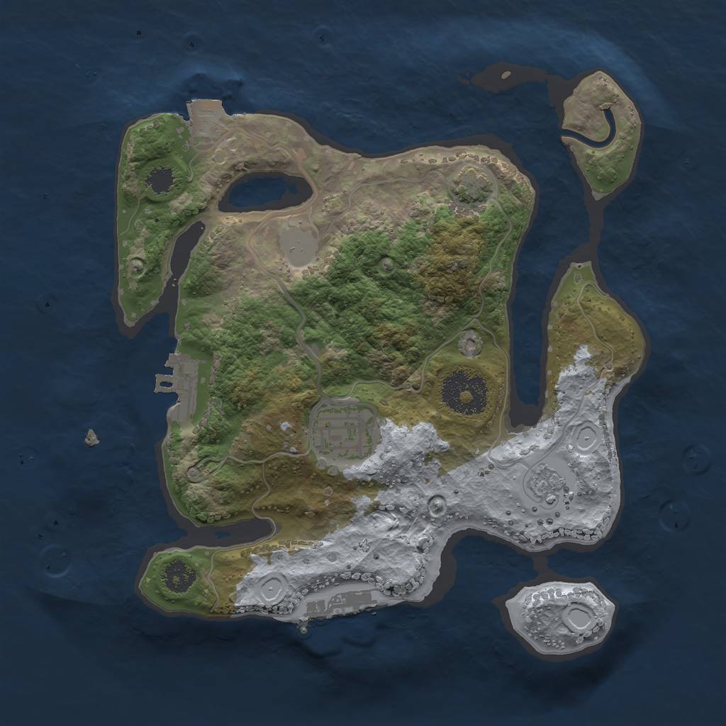 Rust Map: Procedural Map, Size: 2400, Seed: 1821891347, 8 Monuments