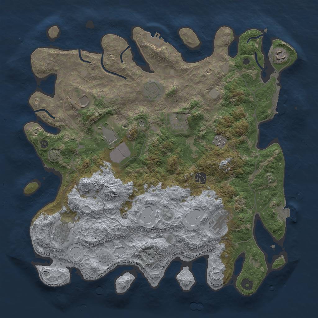 Rust Map: Procedural Map, Size: 4000, Seed: 689569095, 17 Monuments