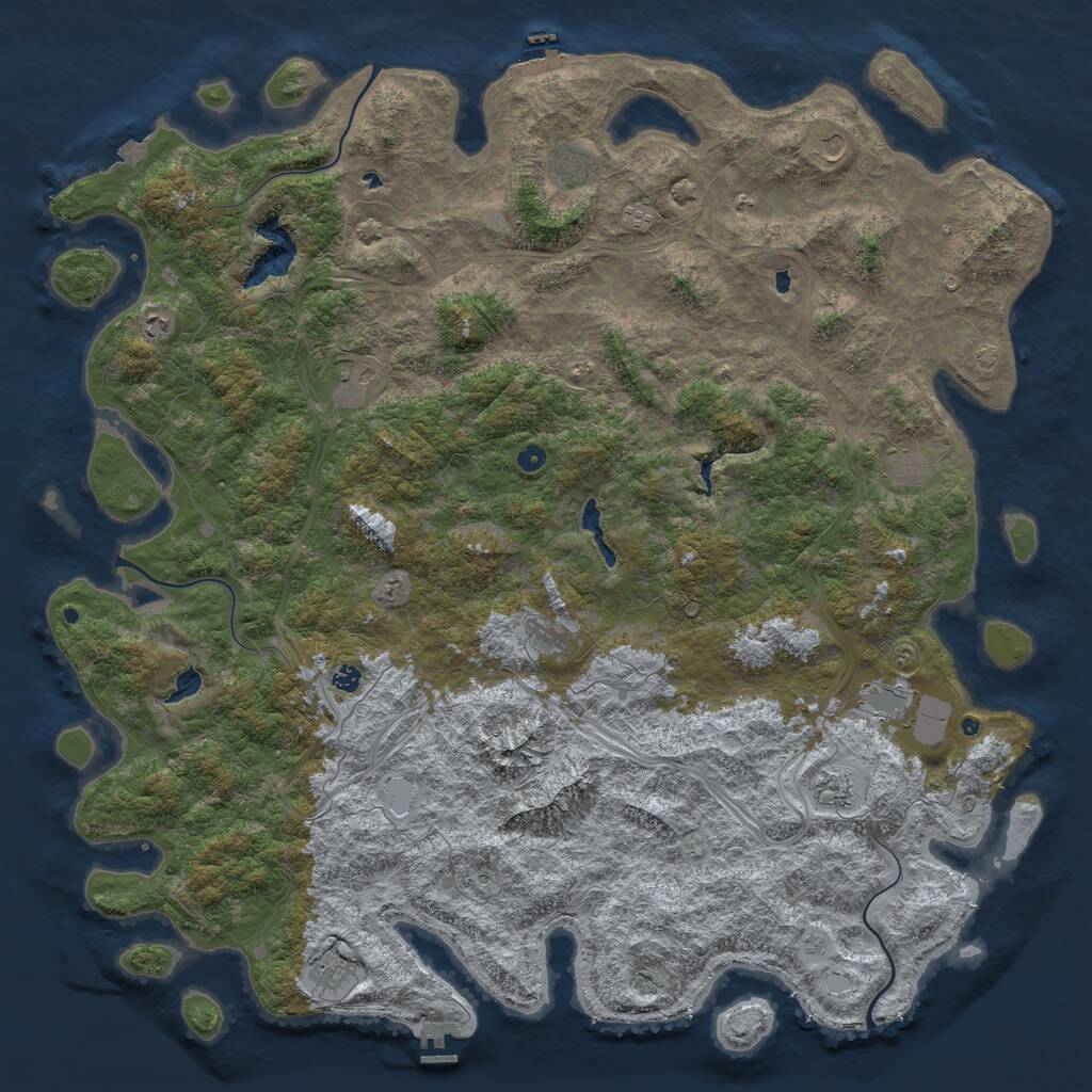 Rust Map: Procedural Map, Size: 6000, Seed: 2132097705, 17 Monuments