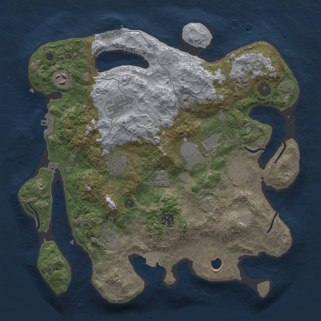 Rust Map: Procedural Map, Size: 3500, Seed: 1829308839, 17 Monuments