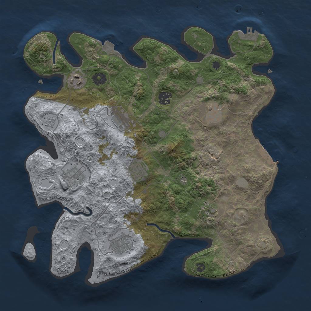 Rust Map: Procedural Map, Size: 3420, Seed: 133755812, 16 Monuments