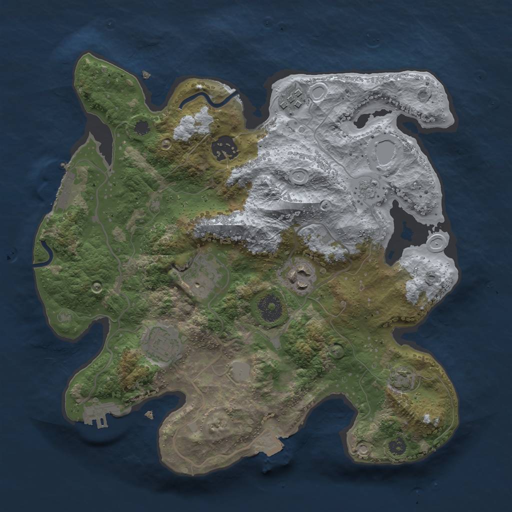Rust Map: Procedural Map, Size: 3000, Seed: 424096198, 12 Monuments