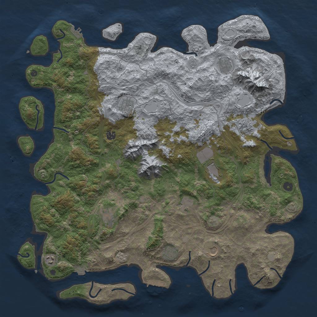 Rust Map: Procedural Map, Size: 5000, Seed: 866184830, 19 Monuments