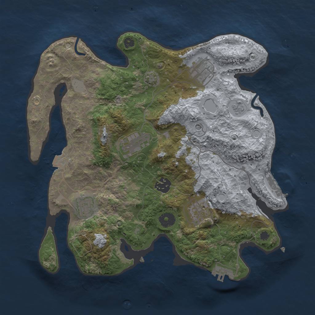 Rust Map: Procedural Map, Size: 3100, Seed: 1275973587, 13 Monuments
