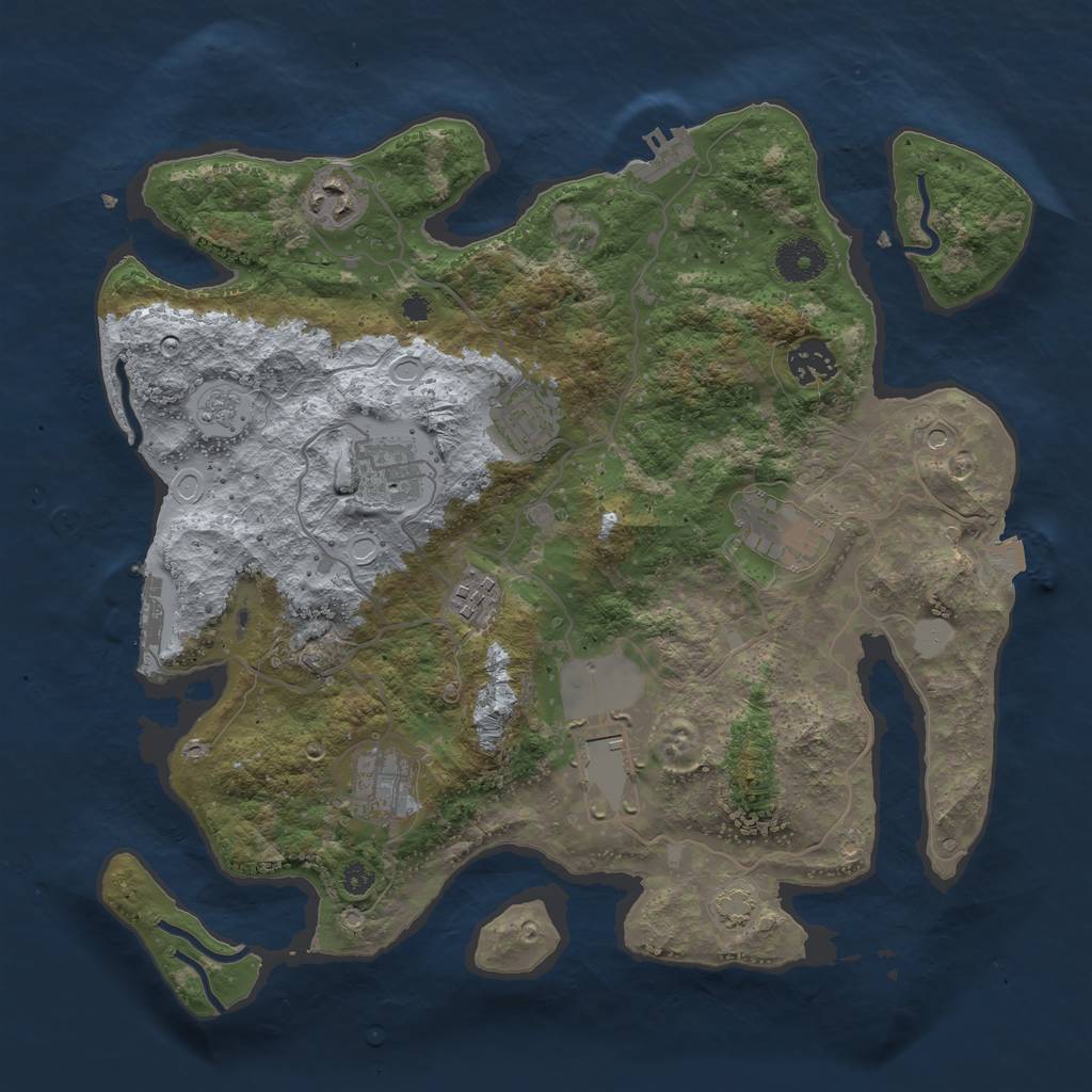 Rust Map: Procedural Map, Size: 3500, Seed: 237852672, 16 Monuments