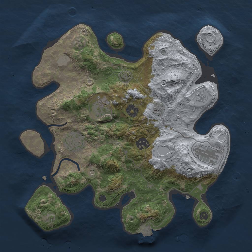 Rust Map: Procedural Map, Size: 3000, Seed: 35123, 11 Monuments