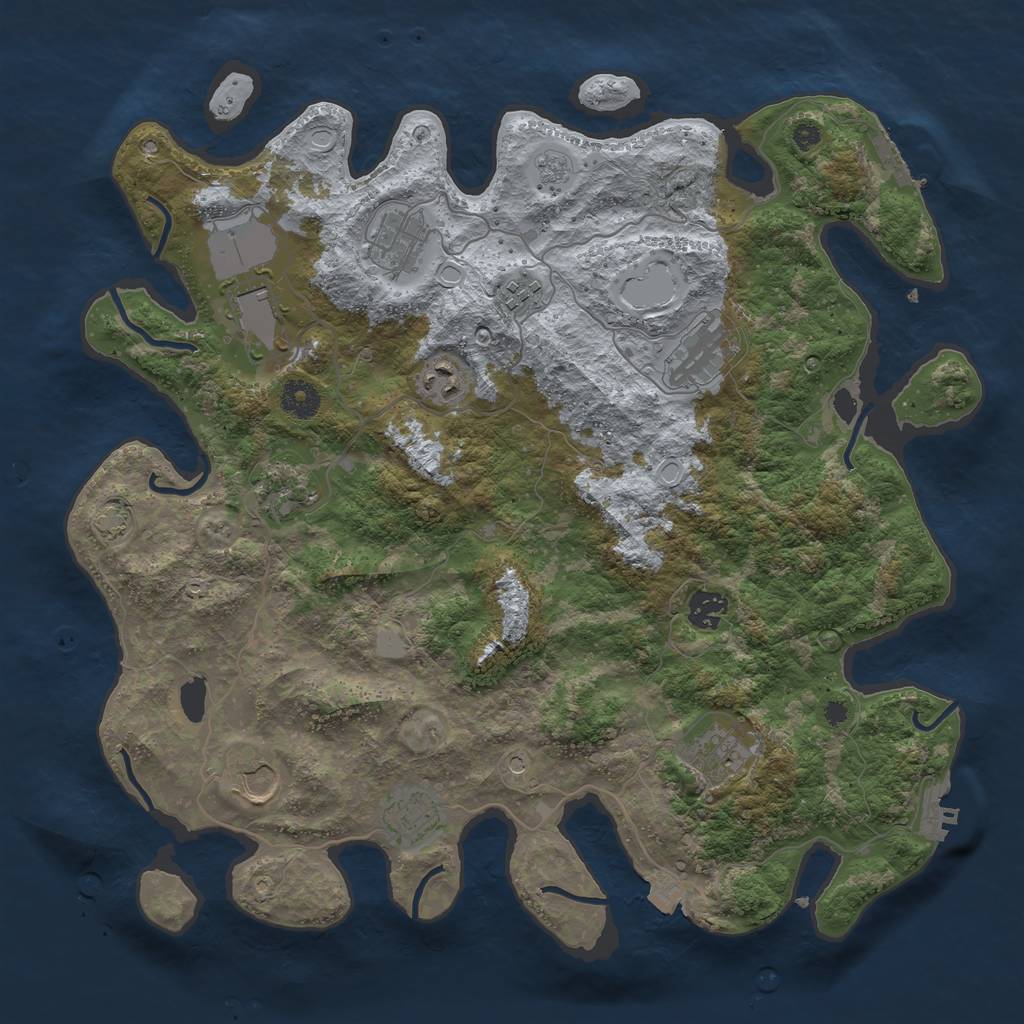 Rust Map: Procedural Map, Size: 3900, Seed: 90371, 18 Monuments