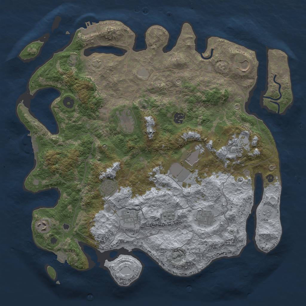 Rust Map: Procedural Map, Size: 4096, Seed: 24167, 18 Monuments