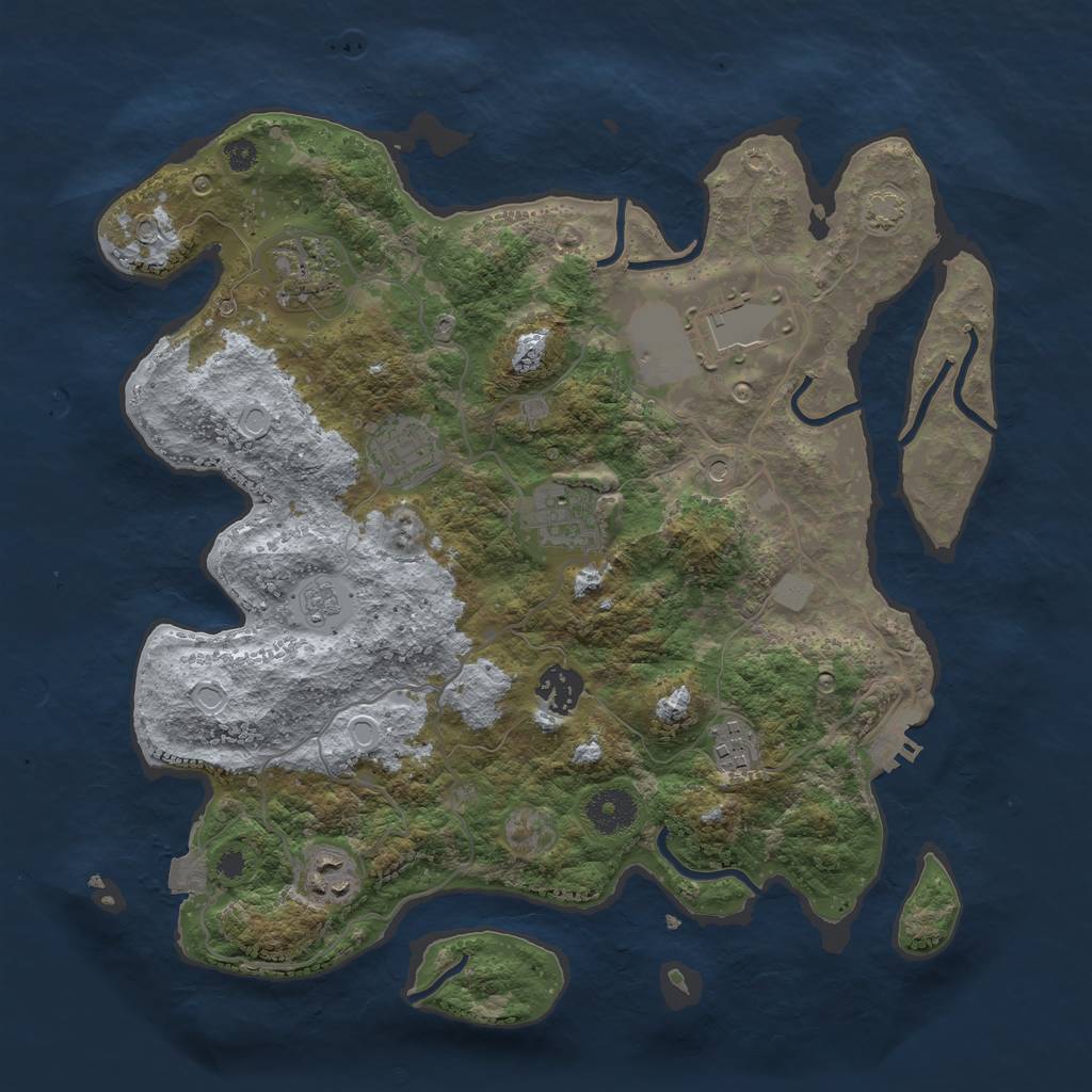 Rust Map: Procedural Map, Size: 3500, Seed: 9227509, 14 Monuments