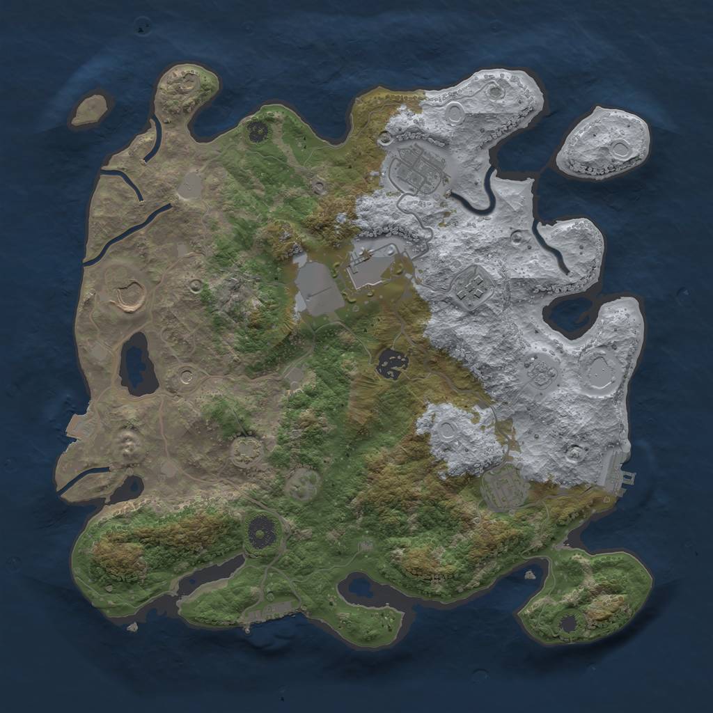 Rust Map: Procedural Map, Size: 3500, Seed: 45364554, 14 Monuments