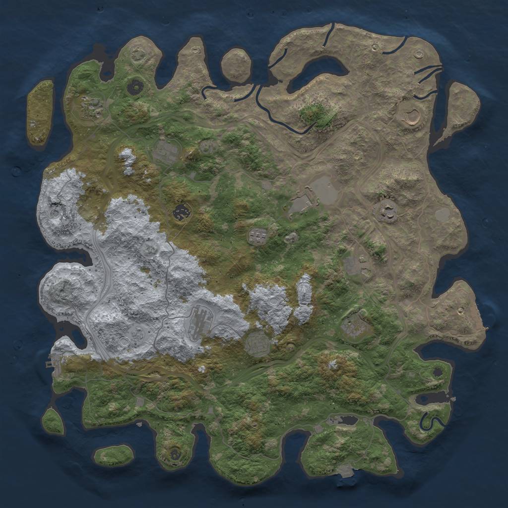 Rust Map: Procedural Map, Size: 4800, Seed: 70117855, 19 Monuments